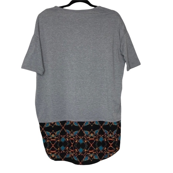 NEW - Lularoe Irma Solid Gray w/ Tribal Aztec Print on Black - Size XXS - Picture 2 of 6